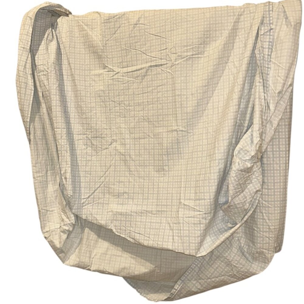 Yves Delorme Paris made France white blue Gingham TWIN fitted sheet